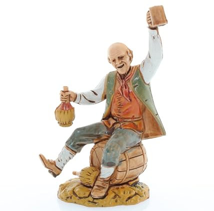 Moranduzzo Bevitore per Presepe da Cm 10 Scala 1:20 - Statuine Presepe PVC - Stile 700', Pittura Rifinita a Mano, Prodotto Ufficiale, Made in Italy, Scultore Martino Landi