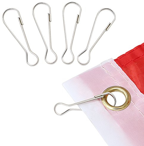 Crochet à Clip pour Mât de Drapeau, ANLEY Tous les Accessoires en Acier Inoxydable - Compatible avec le Drapeau à oeillets - Lot de 4