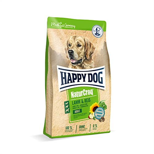Happy Dog 60528 – NaturCroq Lamm & Reis – Trockenfutter mit heimischen Kräutern für ausgewachsene Hunde – 4 kg Inhalt
