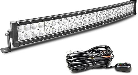 Willpower 32 Zoll 81cm 180W LED Arbeitsscheinwerfer Bar 12V 24V Zusatzscheinwerfer Gebogen Wasserdicht Flutlicht Reflektor LED Scheinwerfer Auto Offroad Traktor ATV SUV UTV Mit Kabelbaum