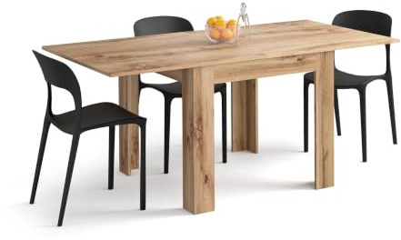 MOBILI FIVER, Mesa Cuadrada Extensible Eldorado, 90x(180) x90 cm, Color Madera rústica, para 4-8 Personas, Mesa Extensible de Comedor, Mesa Cocina, Made In Italy