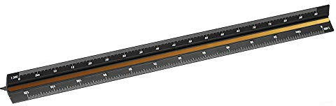 Dreikantmaßstab, Aluminiumlegierung, Maßstab Lineal, 6 Metrische Skala 1:100, 200, 300, 400, 500, 600, Schwarz