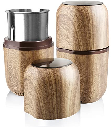 COOL KNIGHT Herb Grinder [large capacity/fast/Electric ]-Spice Herb Coffee Grinder with Pollen Catcher/- 7.5 (Wood grain)