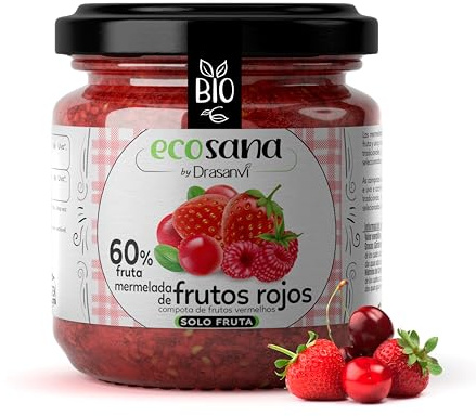 ECOSANA MERMELADA EXTRA FRUTOS DEL BOSQUE SIN AZÚCAR CERTIFICADO BIO by DRASANVI - VEGANO - SIN GLUTEN - 250g