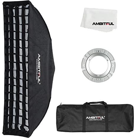 AMBITFUL FW22x90 22x90cm Strip Honeycomb Grid Bowens softbox, with Honeycomb Grid + Carrying Bag, for Bowens Mount lamp