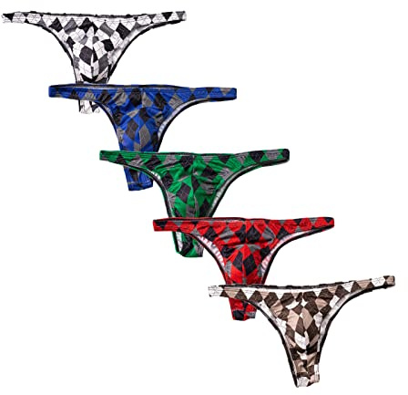 Faringoto Men's Briefs Polyester Ice Silk Low Rise T-string Pants Elastic Breathable Underwear