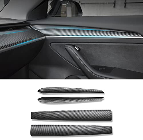 Carbon Fiber Model Dashboard Cover for Tesla Model Y 2020 2021 2022 2023, Car Center Console Panel Sticker Interior Accessories for Tesla Model 3 2020-2023 (Matte)-Not for 2024 New Model