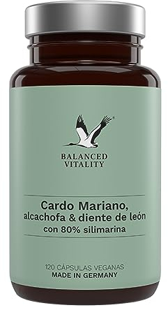 Mariendistel Kapseln - Artischocke, Löwenzahn Complex & 80% Silymarin - 120 vegane Kapseln für 4 Monate - ohne Zusatzstoffe - laborgeprüft - Balanced Vitality