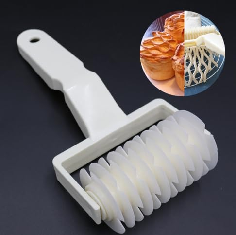 Bread Roller, Lattice Dough Pizza Cutter Pastry Lattice Roller Cutter Pastry Cutter Crimpers, Plastic Net Knife Hob Wheel Knife for Cookie Bread Pie Pastry Crust Cake, Kitchen Baking Tool