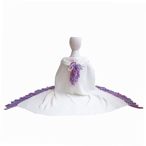 ibasenice Decke Für Kinder Mit Einhörnern Aus Wolle Gestrickt Handgefertigt Stilvoll Zum Kuscheln Und Bequem Für Kinder