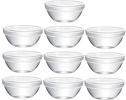 Cabilock Ensaladeras Multiusos y Cuencos De Postre 10 Unidades Vidrio Claro y Resistente Ideal Para La Cocina