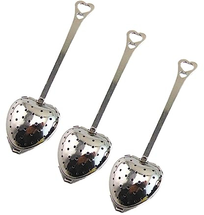 CIYODO 10pcs Stainless Steel Mesh Tea Infuser Spoon Heart Shaped Long Handle Fine Perforated Tea Filter