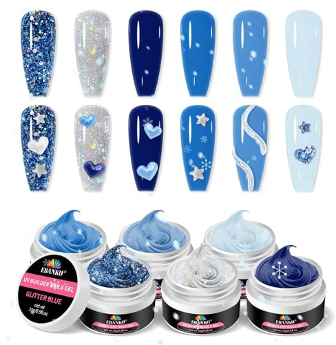 EBANKU 6 Farben Weihnachts Fester Builder Gel für Nägel, Nagelgelverlängerung Gel 3D Nagelskulptur Gel Acrylgel für Nägel Aufbaugel für Nagelsalon