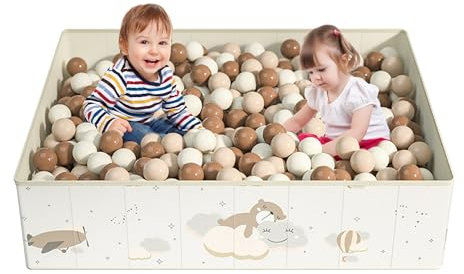 hoopyosms Bällebad für Kinder, Faltbarer und Tragbarer Bällebad Eckig für Kinder, Spielplatz für Drinnen und Draußen, Bällepool Kinderzimmer Geeignet, 120x90x30cm, Ohne Bälle