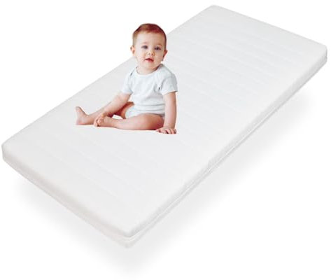 Sleepneo Kindermatratze 90x200 mit rundum Trittkante, Oeko TEX & CertiPUR Zertifiziert, Kinder Baby-Matratze 90x200 mit waschbarem Bezug für Kinderbett, Höhe 11cm, Made in Germany