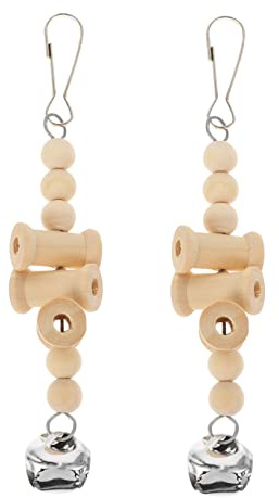 BUGUUYO 2 Stück Papageien Beißspielzeug Aus Holz Mit Glocke Sicheres Kauspielzeug Für Papageien Käfigzubehör Leichtes Hängespielzeug Für Bewegung Und Unterhaltung Von Sittichen Und Wellensittichen