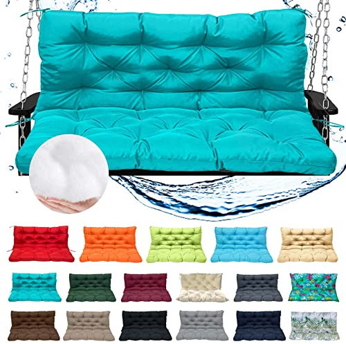 Dreisitzer-Schaukel für den Außenbereich, mit wasserdichter Rückenlehne, Bank, Terrasse, Loveseat Pad für Gartenmöbel, Seeblau, 152,4 x 101,6 cm