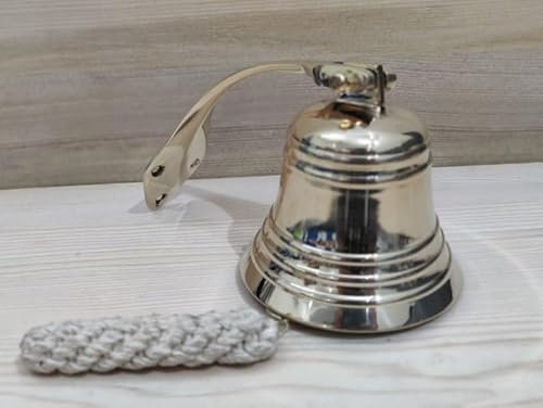 Campana da 10,2 cm in ottone massiccio di qualità, montaggio a parete, perfetta per cene, interni, esterni, scuola, bar, reception