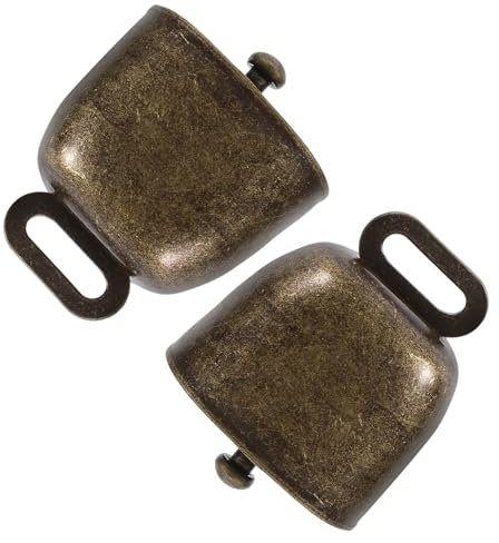 SHOWERORO 2stücke Quadratische Cowbells Noisemaker Griff Aus Robustem Eisen Handliche Kuhglocken Für Outdoor-fußballspiele Hochzeit Geburtstag Und Notfallkommunikation in Bronze