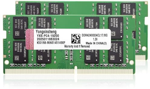 Yongxinsheng DDR4 2400MHz 16GB Kit (8GBx2) Laptop RAM PC4-19200 SODIMM Non-ECC Unbuffered 1.2V 2Rx8 Dual Rank 260-Pin CL17 PC Computer Memory Upgrade Module Arbeitsspeicher