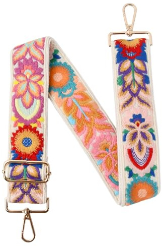 Disnace Correas Bolso Bandolera, Correas para Bolsos Ajustables 5cm Anchas, Boho Correa de Repuesto para Bolso Cruzado, Correa De Hombro De Bolsa, Accesorios DIY para Mujer, 75-135cm (Beige)