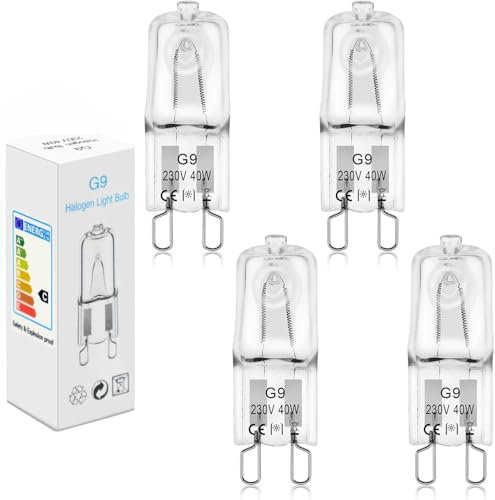 BROTOU G9 Backofenlampe 25W 300 Grad, Halogen Leuchtmittel 230V 2800K Dimmbare G9 Halogen für Backofen Mikrowellen Tischlampen Glühbirnen, 4 Stück