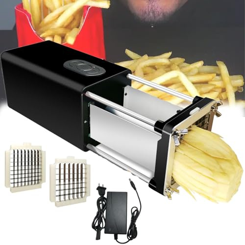 Elektrisch pommesschneider, kartoffelschneider, pommes, pommes schneider gerät, potato cutter, Ausgestattet mit 1/2 Zoll und 3/8 Zoll Klingen, Geeignet für Kartoffeln, Karotten, Gurken usw Black