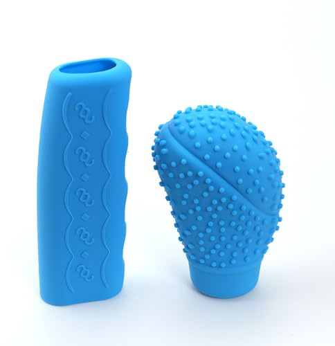 Universale Copri Pomello Cambio Auto per Renault Twingo E-Tech 2020-2025, Resistente all'Usura Antiscivolo Lavabile,Blue-B
