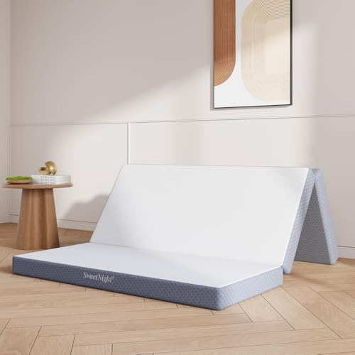 Sweetnight 4-Inch Tri-Fold Memory Foam Mattress, Twin XL Foldable Mattress with Washable Cover, Medium-Firm Feel, Non-Slip Bottom, Ideal for RV Travel, Camping, Guest Room, Floor Use(U.S. Standard)