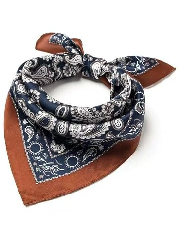 GIMIRO Männer simulierte Seidenschal 53x53cm Vintage Schal kleiner quadratischer Britischer Stil Cashew Blume Schal