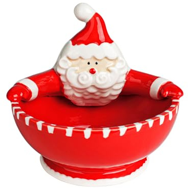 binsakao Santa Claus Ceramic Candy Bowl - 13.5 oz Christmas Holiday Cookie Nut Jar - Ceramic Candy Bowl - Christmas Decorative Dish for Sweets Cookie and Dip