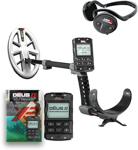 XP Metal Detectors Deus II + HF2 und WSA ST – Hochleistungs-Mehrfrequenz-Metalldetektor, ideal für Gold, mit Fernbedienung, HF2-Hochfrequenzspule und kabellosen WSA ST-Kopfhörern (DEUS2-ELLHPRCWAST)