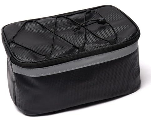 Getdoublerich Borsa da 6 litri per bici con strisce riflettenti, borsa portaoggetti impermeabile in poliuretano per portapacchi posteriore, borsa a sgancio rapido con doppia cerniera per il sedile