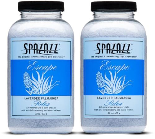 Spazazz Aromatherapy Hot Tub Crystals – Palmarosa Lavender Bath Salt for Bathtub & Hot Tub Spa – Relaxing Bath Salts – Aromatherapy Bath Salt – Lavender Bath Soak & Spa Essentials