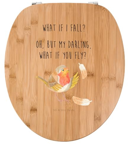 Mr. & Mrs. Panda Motiv WC Sitz Rotkehlchen Federn - Geschenk, Tiermotive, WC-Sitz, Gute Laune, Tiere, Klobrille, Spruch Motivation, Toilettendeckel,