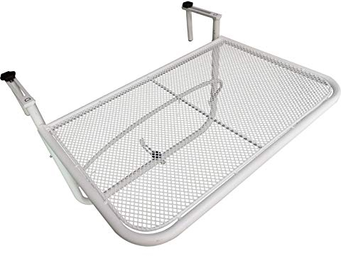 Outsunny Balkonhängetisch 3-Fach höhenverstellbarer Hängetisch aus Metall wetterfest Balkontisch Beistelltisch für Balkongeländer Terrassengeländer Tisch zum Einhängen 60 x 56,5 cm, Weiß