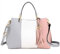 CRAZYCHIC - Sac à Main Femme Pompon Franges Multicolore - Cabas Fourre-Tout Cuir PU Porté Epaule Bandoulière - Plusieurs Compartiments Poches - Sac Ville Elégant Dame Fille Mode Tendance - Gris Rose