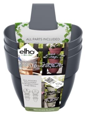 elho Vibia Campana Vertical Forest 21 - Blumentopf Hängend für Balkon & Außen - 100% recyceltes Plastik - Ø 20.7 x H 29.7 cm - Schwarz/Anthrazit