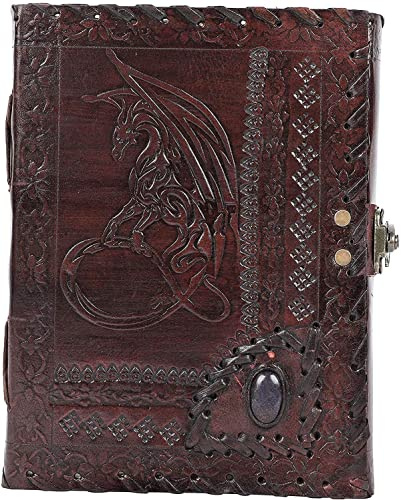 OVERDOSE Dragon Avec Carnet De Notes En Relief En Pierre | Fait À La Main Antique Pierre Journal Voyage Cadeau Hommes Femmes Journal En Cuir Carnet De Croquis Dessin Taille 5 X 7 Pouces 12x17 | A6