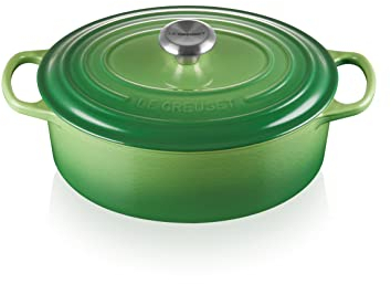 Le Creuset Signature Gusseisen-Bräter mit Deckel, Ø 31 cm, Oval, Für alle Herdarten und Induktion geeignet, Volumen: 6,3 l, 5,705 kg, Bamboo, 21178314082430