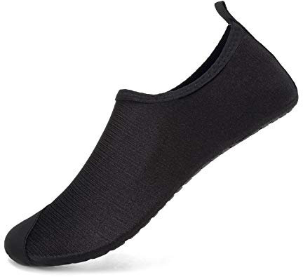 HMIYA Badeschuhe Strandschuhe Wasserschuhe Aquaschuhe Schwimmschuhe Surfschuhe Barfuß Schuhe für Damen Herren(Schwarz Gebürstet,36-37 EU)