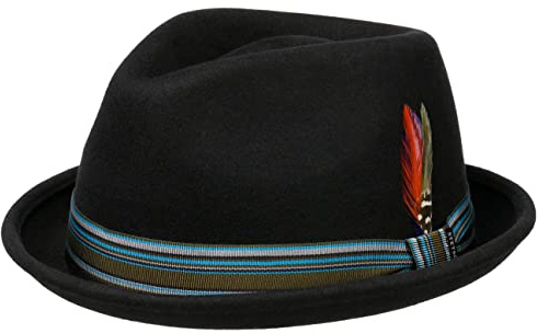 Stetson Salescott Player Wollhut - Einfarbiger Hut mit farbigem Ripsband - Pork-Pie Stil - Filzhut mit Asahi Guard - Herbst/Winter - Für Damen und Herren
