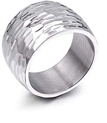 YAHOYA Goldfarbener Titan-Wellenring für Frauen hochglanzpolierter Edelstahl glänzender 10mm breiter Ring