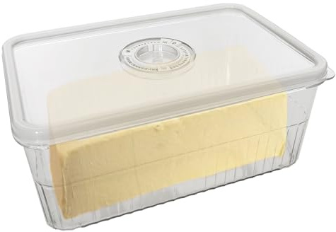 Vellsenne Contenitore ermetico per formaggi, con registrazione del tempo, contenitore per formaggio da frigo, crema di formaggio, formaggio a fette di formaggio con coperchio, salva-formaggio