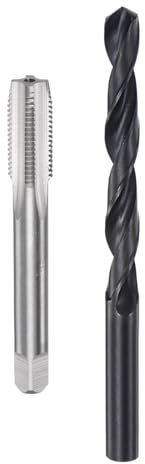 sourcing map Tap and Drill Bit Set, 7/16-20 UNF Thread Tap & 25/64 Black Oxide Twist Drill Bit, Straight Flute Tap Tapping Threading Repair Tool Kit