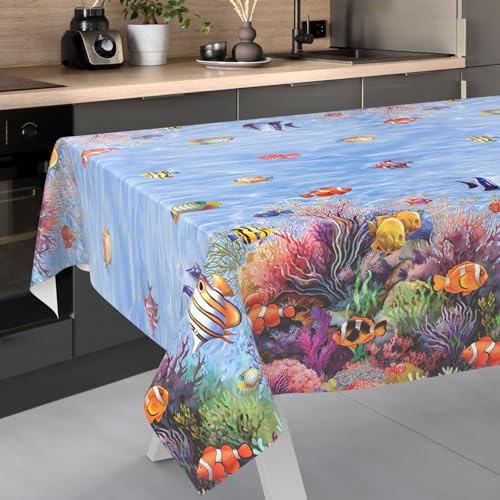 ANRO Wachstuch-Tischdecke Tischdecke abwaschbar Wachstuch Garten-Tischdecke Outdoor Indoor 240x140cm Schnittkante Aquarium Wachstuchtischdecke Wachstischdecke wasserabweisend Gartentischdecke