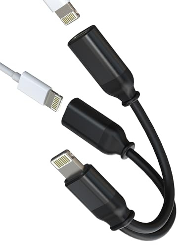 Dual Lightning Audio Charger Dongle Splitter (2in1) for iPhone Headphone Adapter for Apple MFI Certified Charging Jack AUX Cable Converter for iPad 14 13 12 11 Pro Max 7 8 Plus Earphone Cord Connector