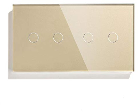 BANGHA Touch Light Switch, 4 Gang Button Touch Switch, 157mm, Crystal Class Panel Switch, White, Black, Golden