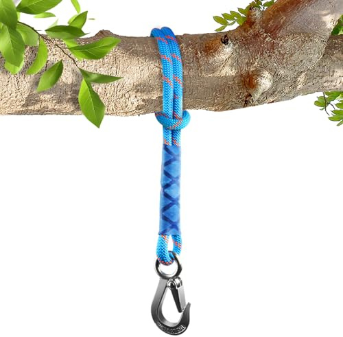 Vicloon Schaukel Befestigung, 1.2m Hängematte Befestigung Aufhängung Schnur mit Haken, Hängematte Seil für Outdoor-Baum Hängesessel Spielplatz Set, 200 kg, Blau