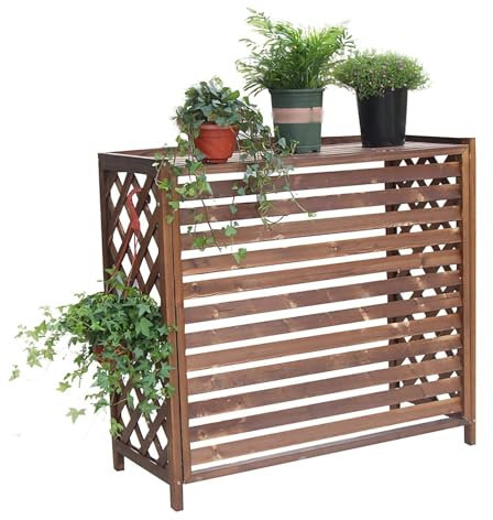 HSWOYEA Housse de climatiseur en Bois Housse de climatiseur Central Toutes Saisons, Support de climatiseur à écran Solaire imperméable, Housse de climatiseur en Bois Massif, antirouille et Coupe-Vent
